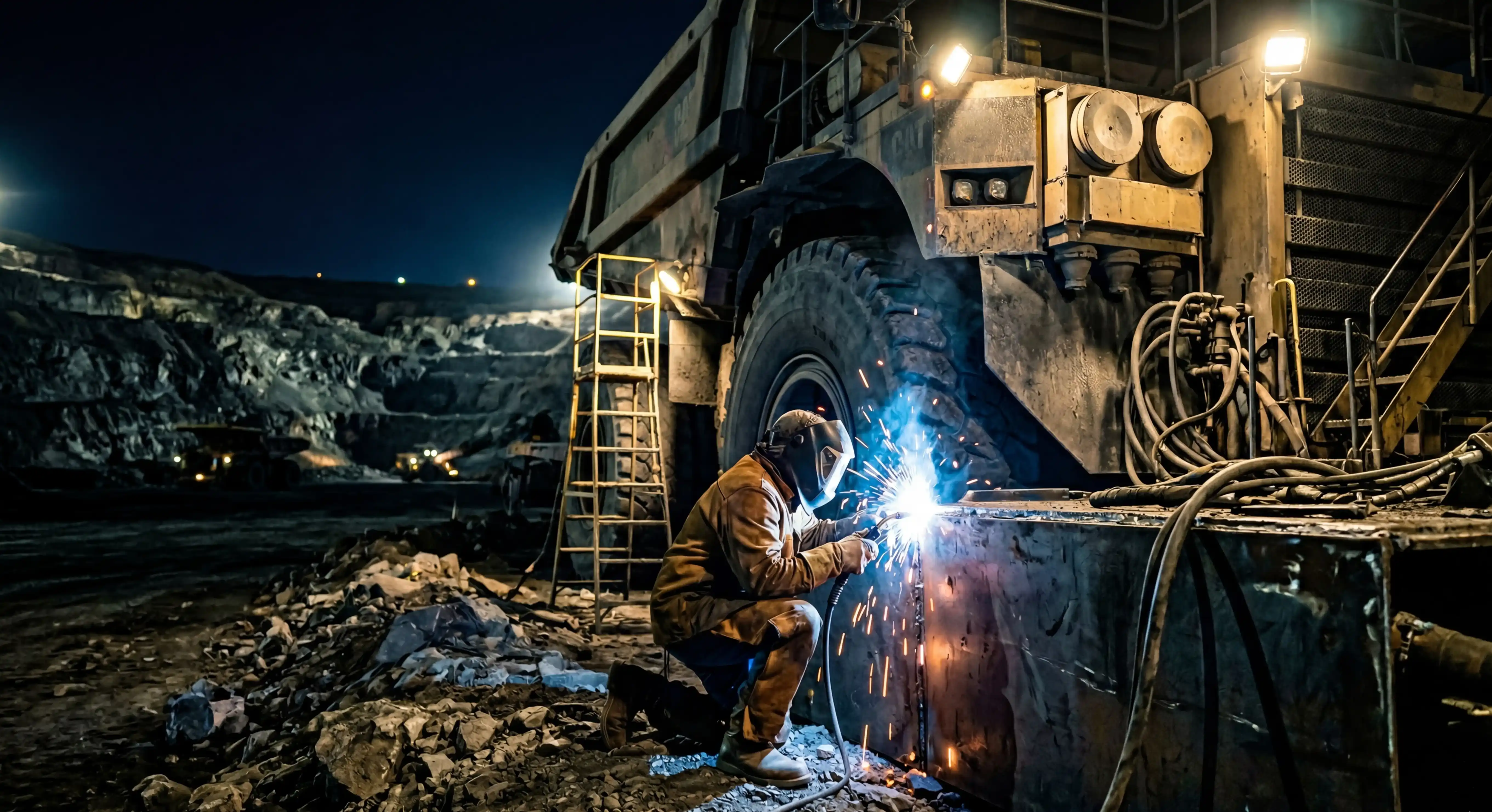 A man repairing a mining machinery